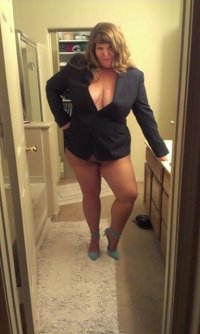 Married Redhead in Suit Jacket Suntan Hose and Turqouise Heels Dressed for the Office.jpg Married Redhead in Suit Jacket Suntan Hose and Turqouise Heels Dressed for the Office.jpg