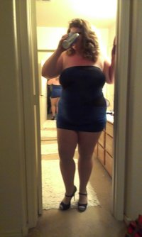 married redhead in blue 'Hooker Tube Dress' and my 'Hooker Heels' for a night out dancing2.jpg