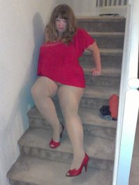 mwf redhead in red minidress, beige crotchless pantyhose, red heels out for a night of fun at ...jpg