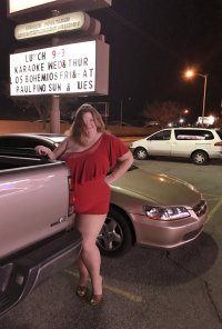 married redhead in my red 'Hooker Tube Minidress', suntan crotchless pantyhose and my 'Hooker ...JPG