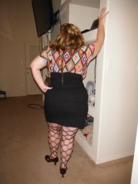 Married Redhead in Black Fishnet Stockings and My 'Hooker Heels' 3.JPG