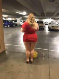 married redhead in my red minidress, beige crotchles pantyhose and my 'Hooker Heels' at casino...JPG