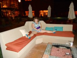 married redhead at casino poolside in minidress crotchless pantyhose and my 'hooker heels' 1 -...JPG