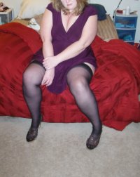 married redhead in dress, stockings and heels getting ready for my date 7.JPG