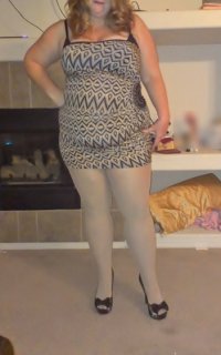 married redhead in tube dress suntan hose and my 'Hooker Heels' going out to meet my Bull  7.jpg