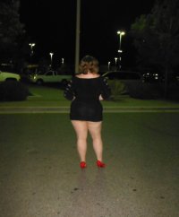 married redhead playing 'lady of the night'  in my minidress, suntan crotchless hose, sans bra...jpg