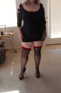 married redhead in my minidress, stockings and my 'hooker heels'1.JPG