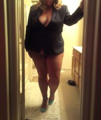 married redhead in office blazer minus my dress,  no bra, suntan pantyhose and turqouise heels3.jpg