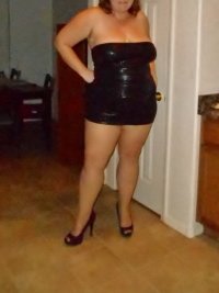 Married Redhead Black Tube Dress, Black Nylons, and my 'Hooker Heels' 7.JPG