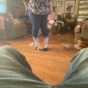 trying on shoes for night out