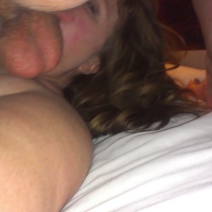 Swallowing my married bull while hubby takes our pics