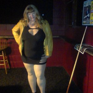 Married redhead out at night at a pool hall and bar