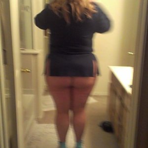 married redhead in blazer, nude crotchless pantyhose and heels