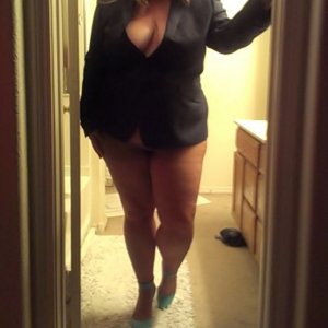 married redhead in blazer, nude crotchless pantyhose and heels