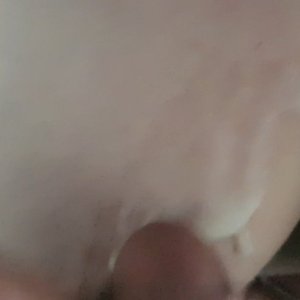 Wife's titties covered in cum