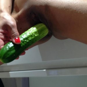 Hot wife cucumber fun