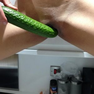 Hot wife cucumber fun
