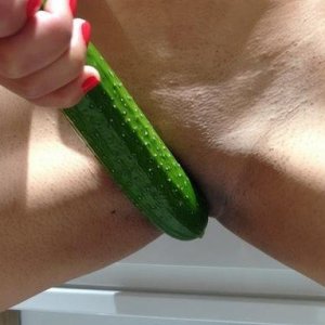 Hot wife cucumber fun